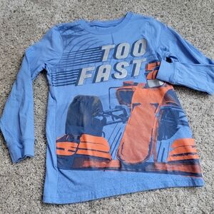 Carter's Blue and Orange 'Too Fast' Long Sleeve Tee Size 8
